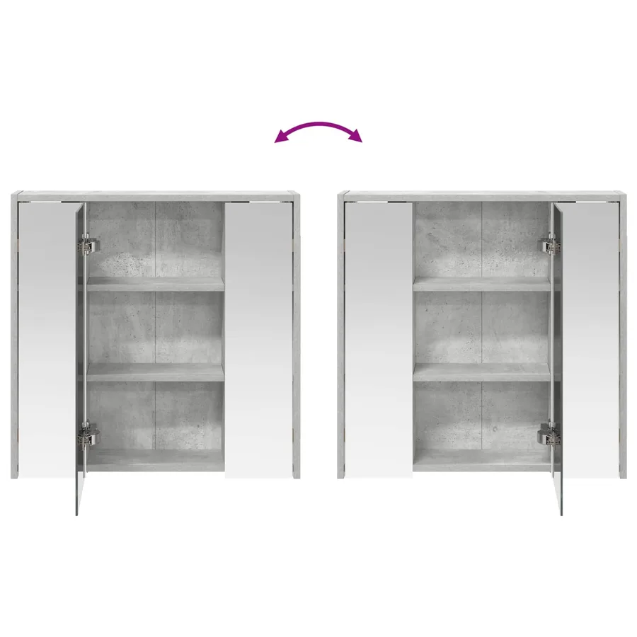 Armoire Miroir de Salle de Bain Gris béton 63,5 x 16 x 62,5 cm - 8