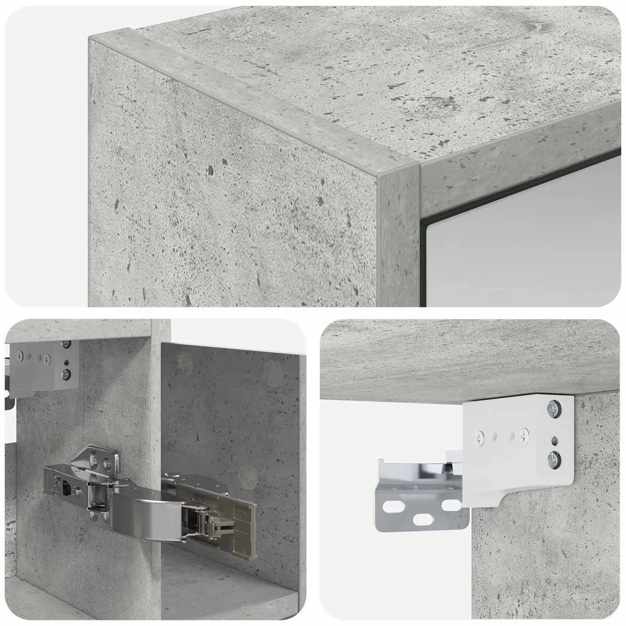 Armoire Miroir de Salle de Bain Gris béton 63,5 x 16 x 62,5 cm - 9