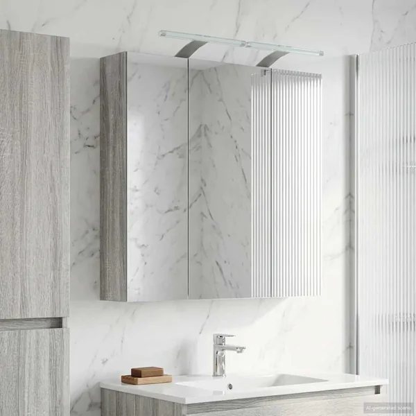 Armoire Miroir de Salle de Bain Gris Sonoma 70 x 14,5 x 70 cm