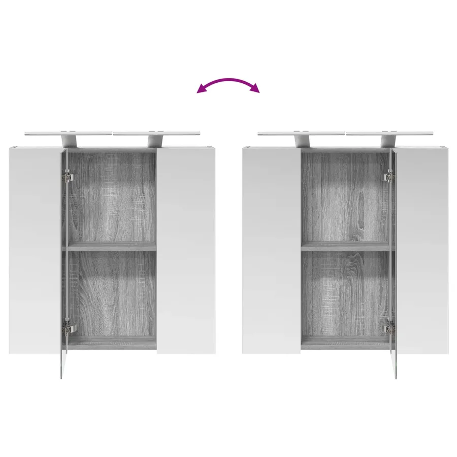 Armoire Miroir de Salle de Bain Gris Sonoma 70 x 14,5 x 70 cm - 12
