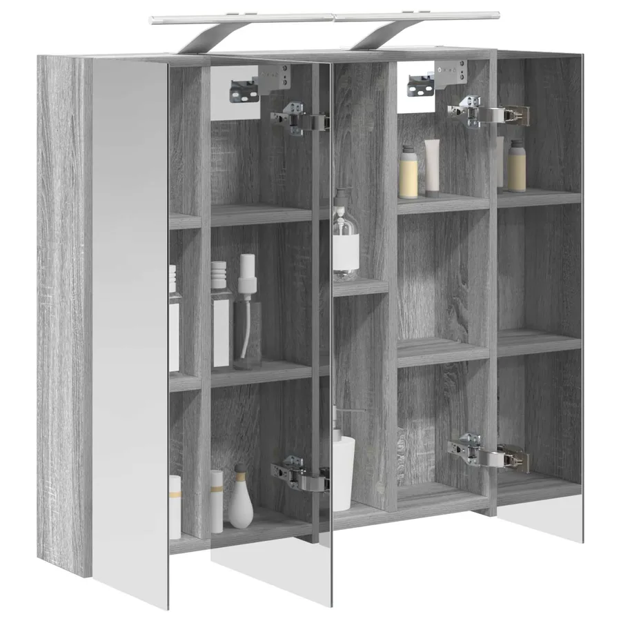 Armoire Miroir de Salle de Bain Gris Sonoma 70 x 14,5 x 70 cm - 3