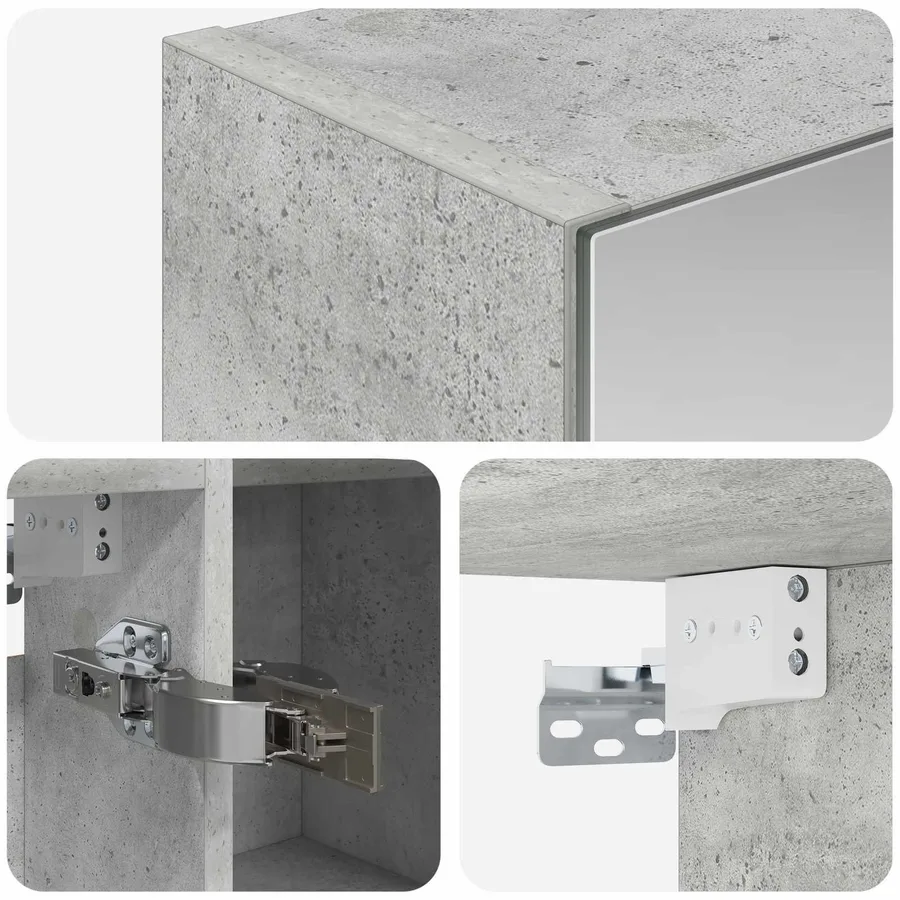 Armoire Miroir de Salle de Bain Gris béton 70 x 14,5 x 70 cm - 10