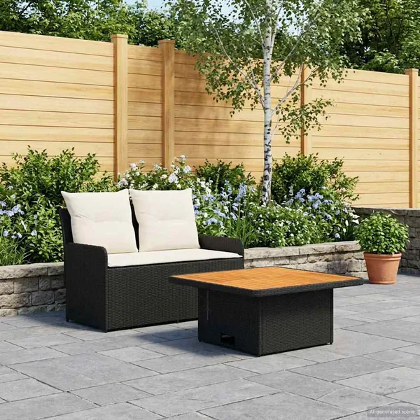 Canapé de jardin avec accoudoirs et table relevable 2 Pièce