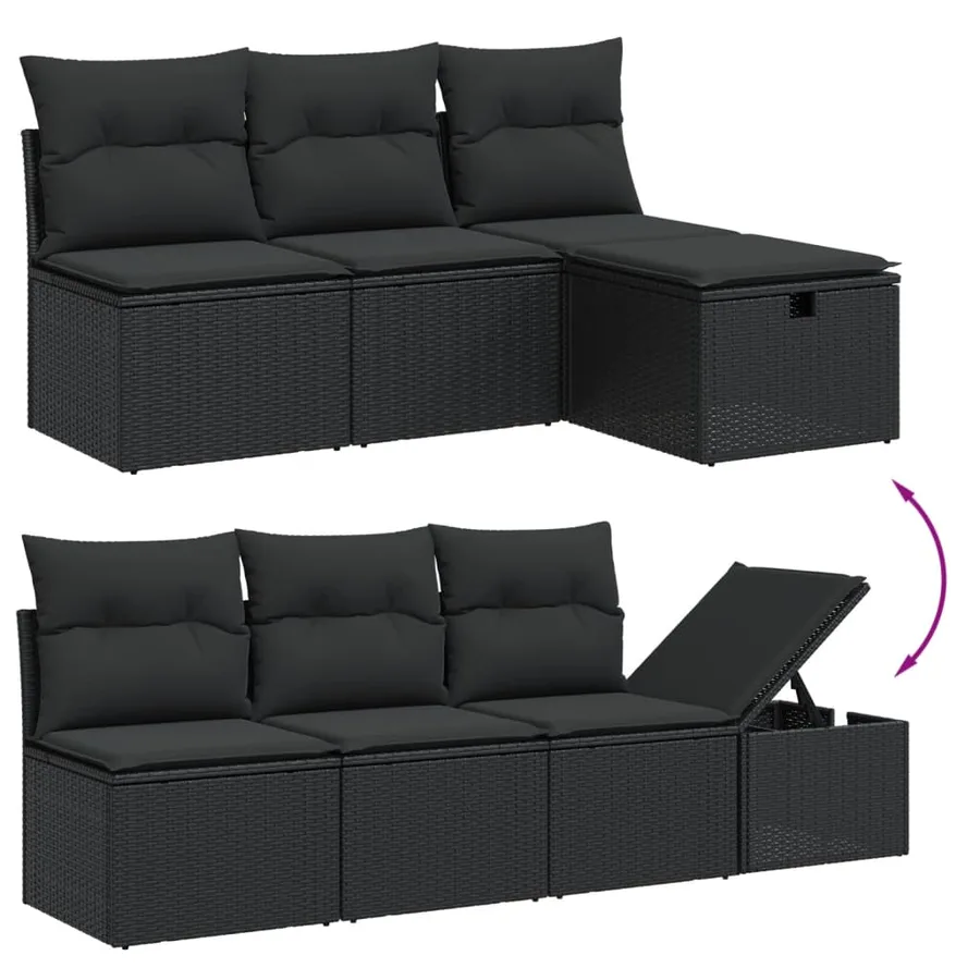Salon de jardin 7 pcs avec coussins noir résine tressée 62 x 62 x 69 cm - 54,7 kg - 3