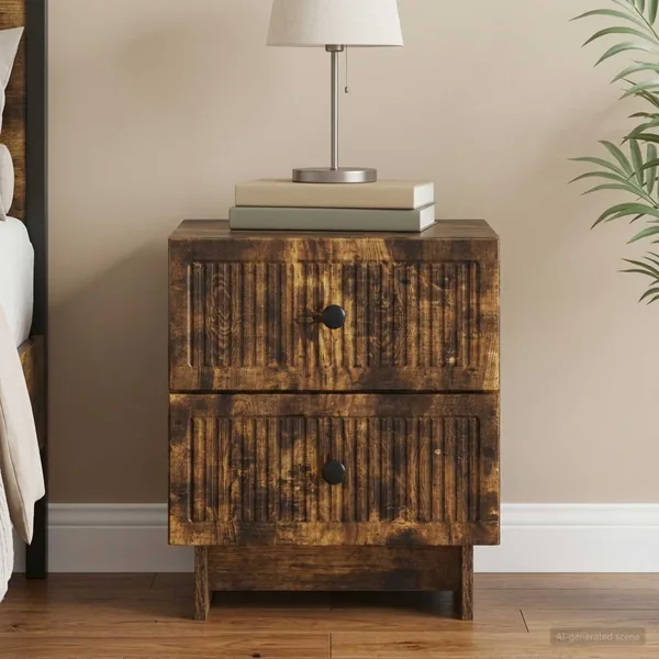 Cabinet de chevet avec tiroir Chêne fumé 43 x 34,5 x 47,5 cm