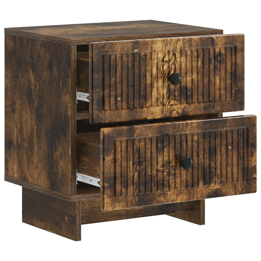 Cabinet de chevet avec tiroir Chêne fumé 43 x 34,5 x 47,5 cm - 4