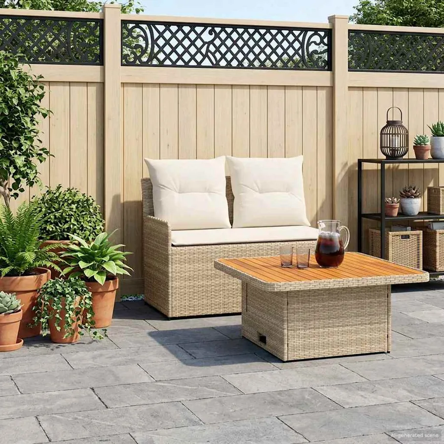 Canapé de jardin avec accoudoirs et table relevable 2 Pièce