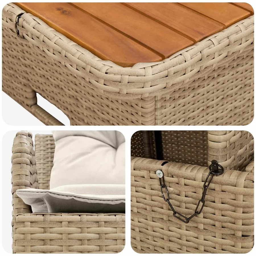 Canapé de jardin avec accoudoirs et table relevable 2 Pièce - 10