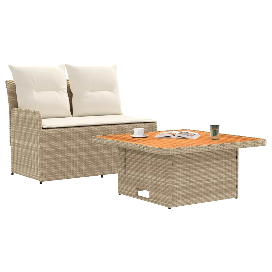 Canapé de jardin avec accoudoirs et table relevable 2 Pièce - 3