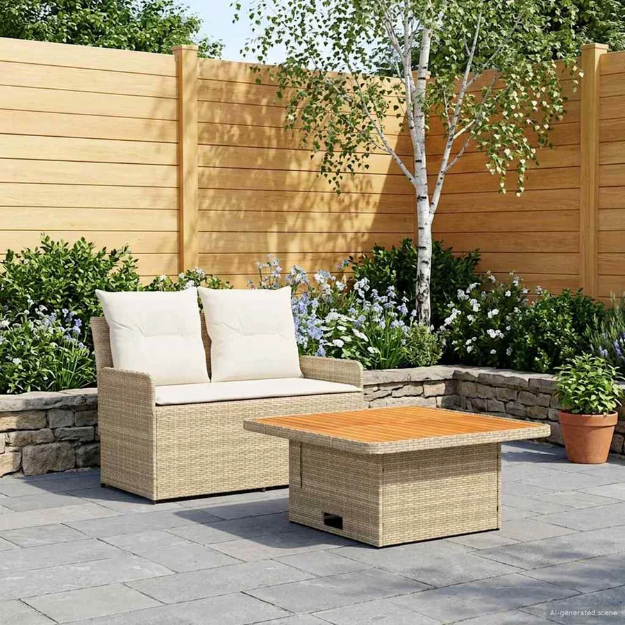 Canapé de jardin avec accoudoirs et table relevable 2 Pièce - 4