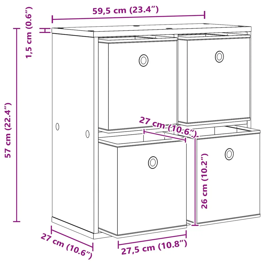 Buffet avec tiroir Chêne Sonoma 59,5 x 27 x 57 cm - 13