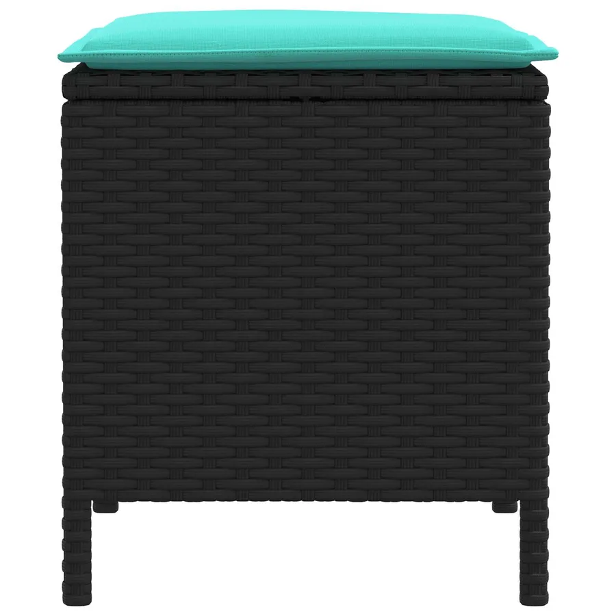 Pouf de Jardin 2 Pièce Noir et turquoise 38 x 38 x 45 cm - 4