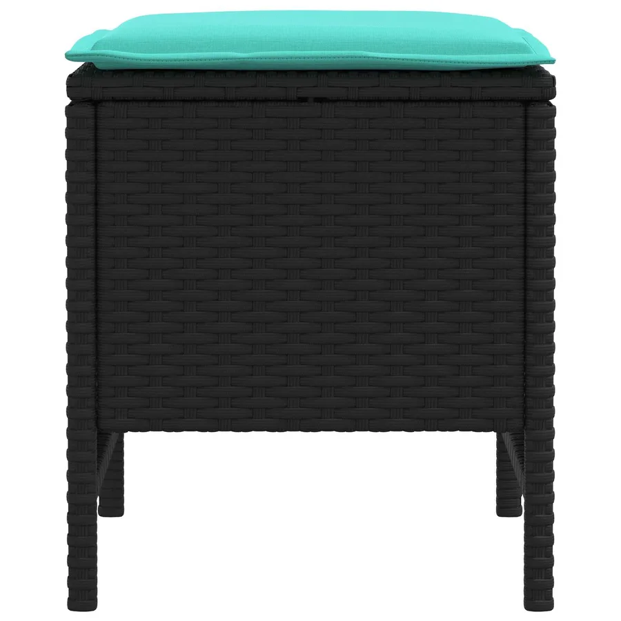 Pouf de Jardin 2 Pièce Noir et turquoise 38 x 38 x 45 cm - 5