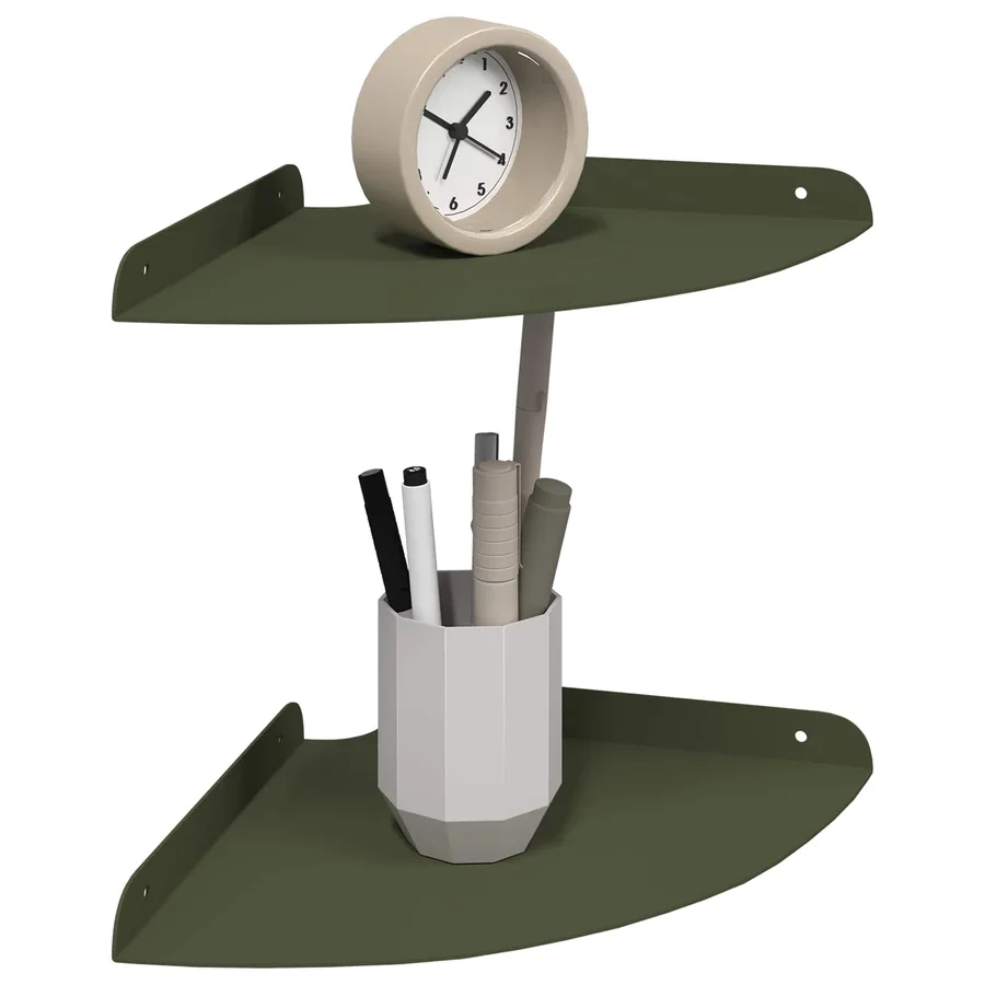 Étagère flottante avec étagère 2 pcs Vert olive 24 x 24 x 2 cm - 3