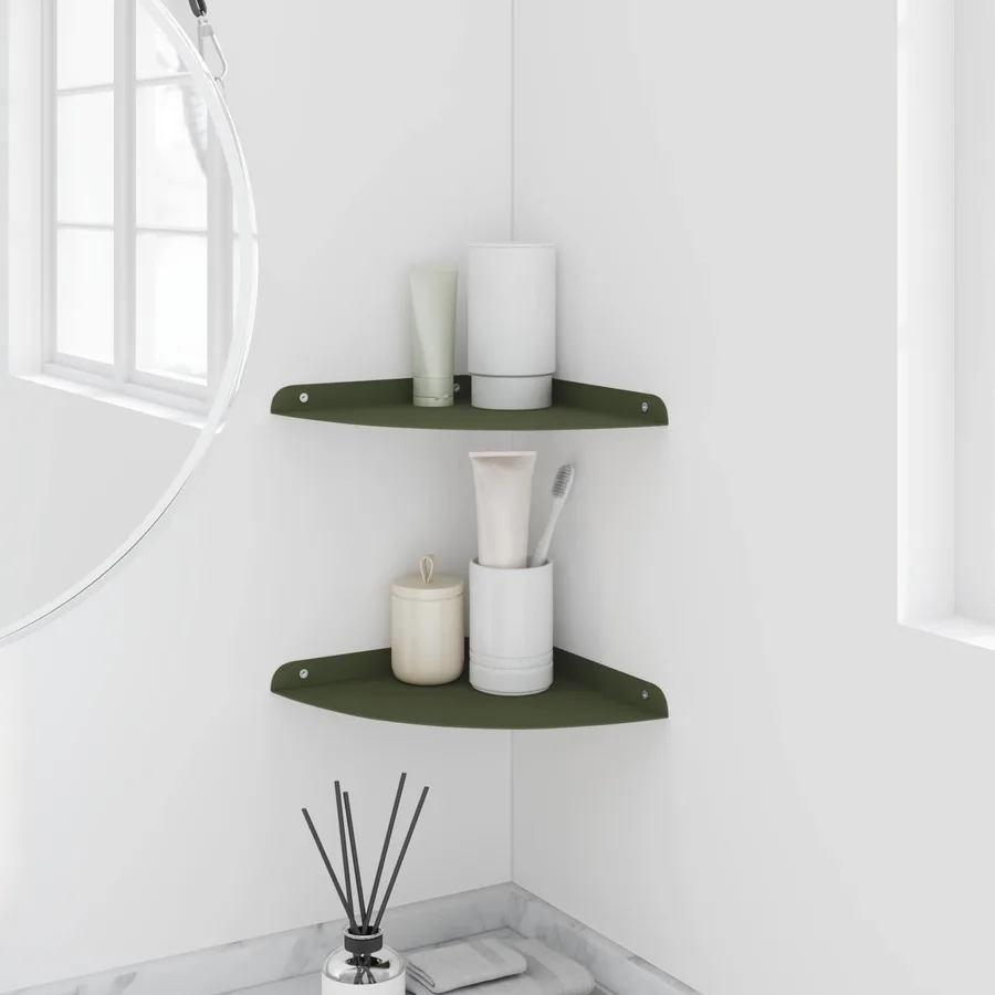 Étagère flottante avec étagère 2 pcs Vert olive 24 x 24 x 2 cm - 4