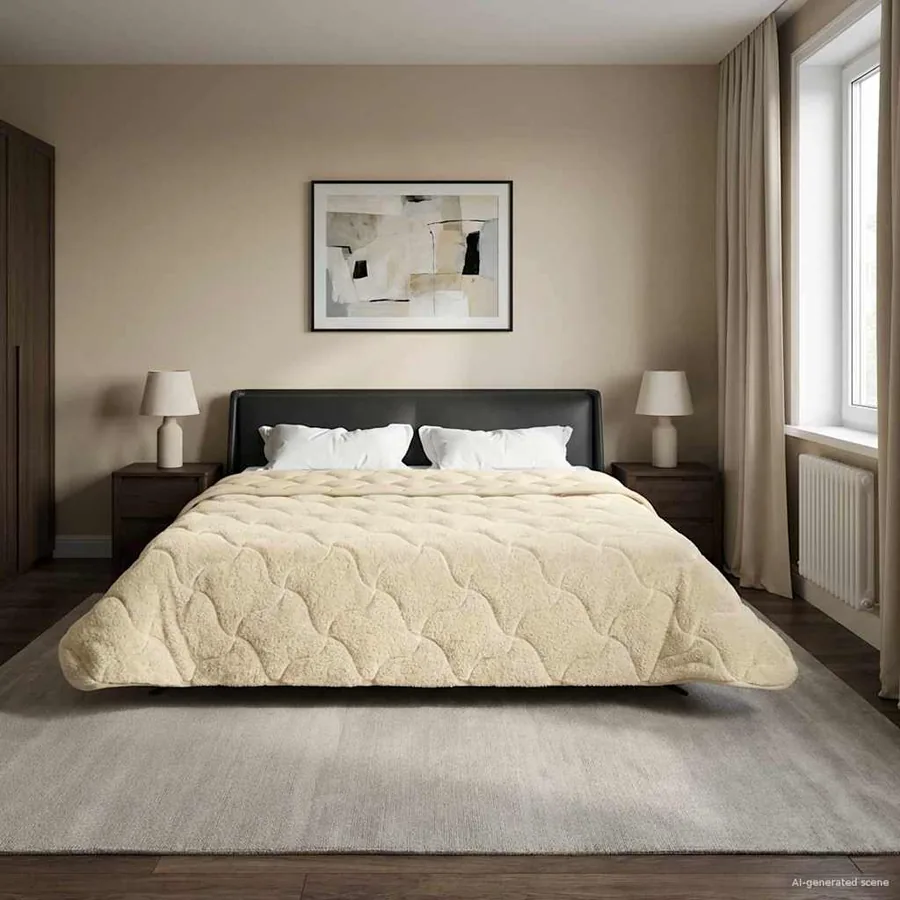Duvet d'hiver Crème 200 x 220 cm Microfibre et polaire Teddy