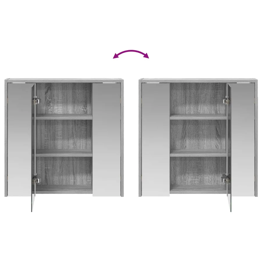 Armoire Miroir de Salle de Bain Gris Sonoma 63,5 x 16 x 62,5 cm - 8