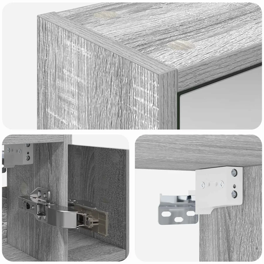 Armoire Miroir de Salle de Bain Gris Sonoma 63,5 x 16 x 62,5 cm - 9