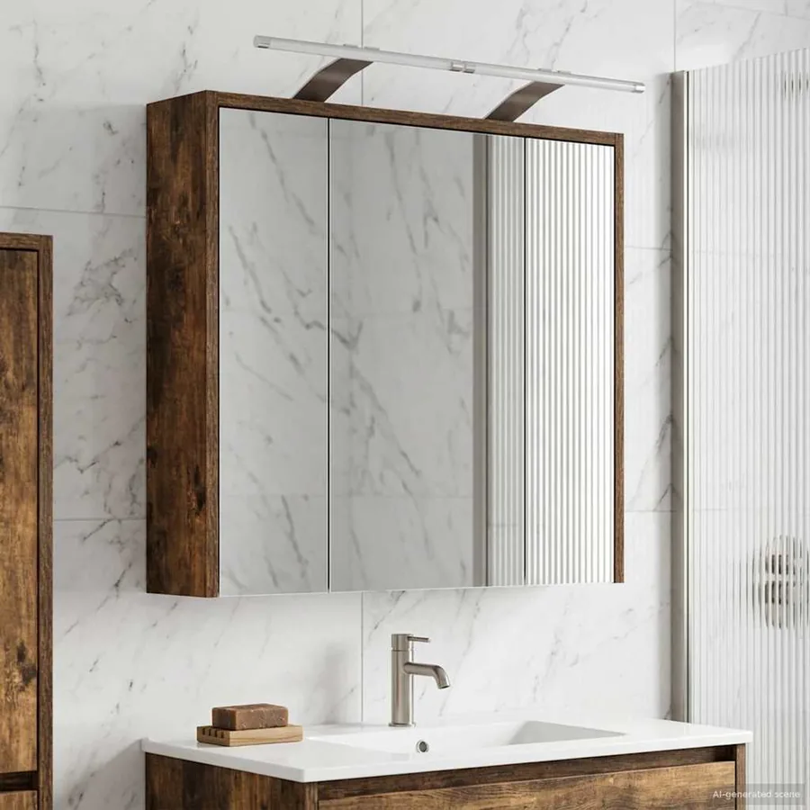 Armoire Miroir de Salle de Bain Chêne fumé 63,5 x 16 x 62,5 cm