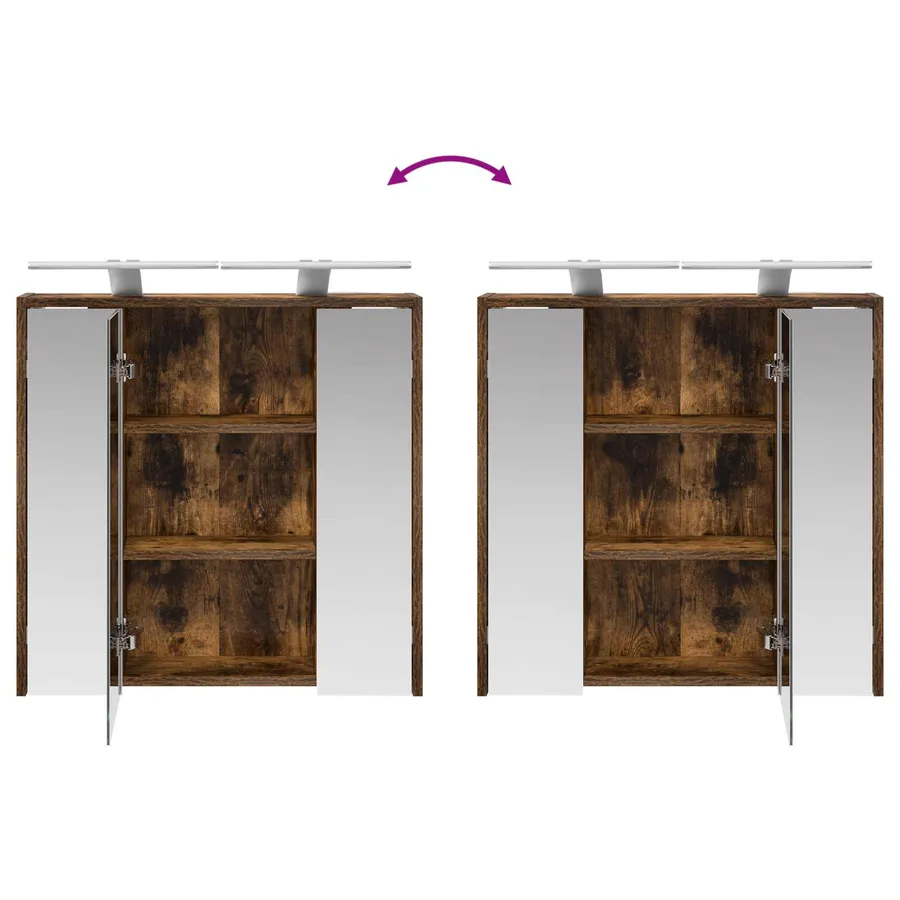 Armoire Miroir de Salle de Bain Chêne fumé 63,5 x 16 x 62,5 cm - 12