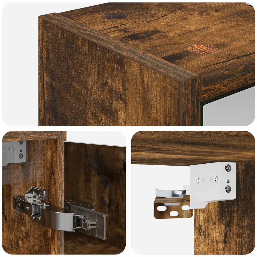 Armoire Miroir de Salle de Bain Chêne fumé 63,5 x 16 x 62,5 cm - 8