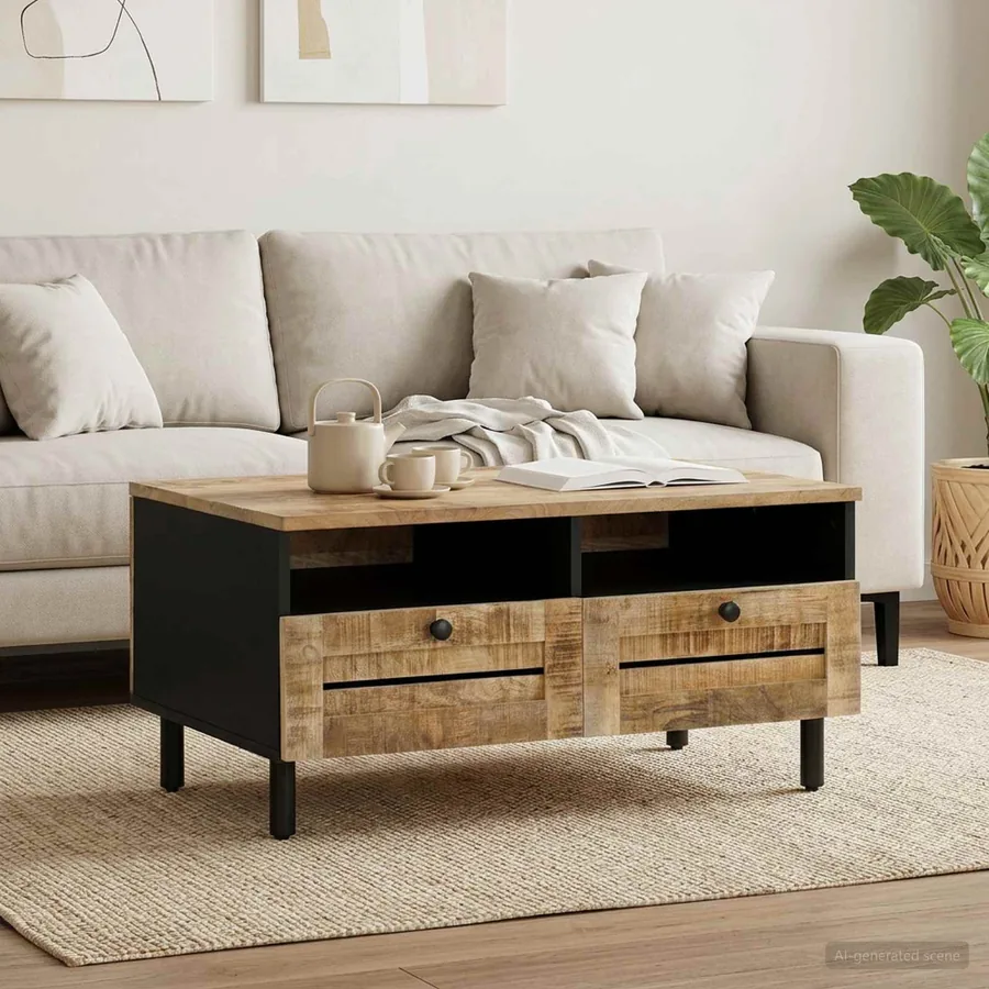 Table basse Marron et Noir 80 x 54 x 40 cm