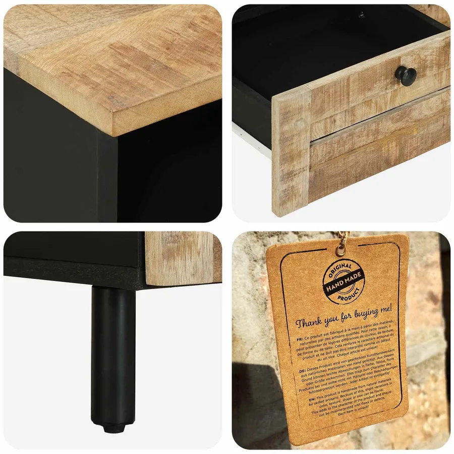 Table basse Marron et Noir 80 x 54 x 40 cm - 7