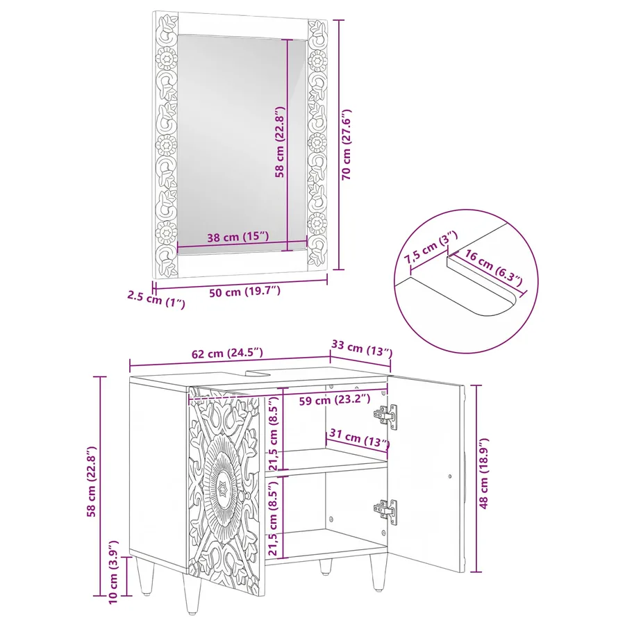 Ensemble de mobilier de salle de bain avec porte 2 pcs Marron - 15