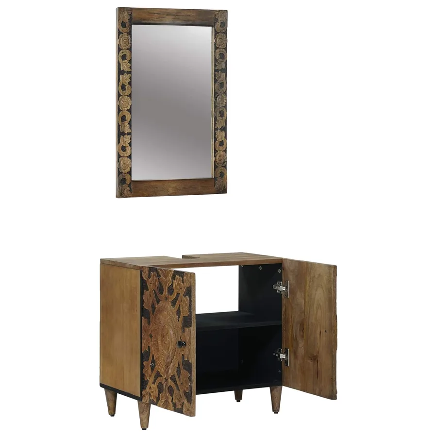 Ensemble de mobilier de salle de bain avec porte 2 pcs Marron - 2