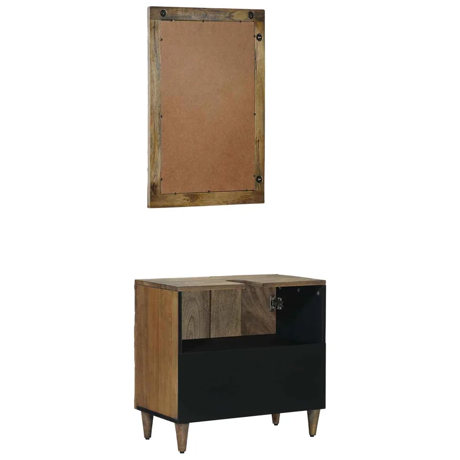 Ensemble de mobilier de salle de bain avec porte 2 pcs Marron - 6