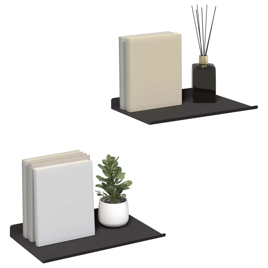 Étagère flottante 2 pcs Noir 30 x 17,5 x 2,5 cm Acier - 3