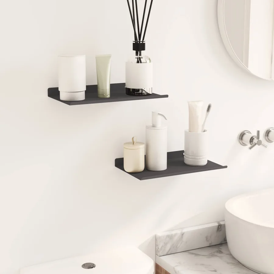 Étagère flottante 2 pcs Noir 30 x 17,5 x 2,5 cm Acier - 4