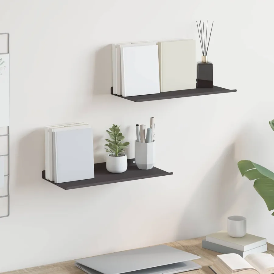 Étagère flottante 2 pcs Noir 40 x 17,5 x 2,5 cm Acier