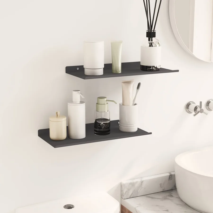 Étagère flottante 2 pcs Noir 40 x 17,5 x 2,5 cm Acier - 4