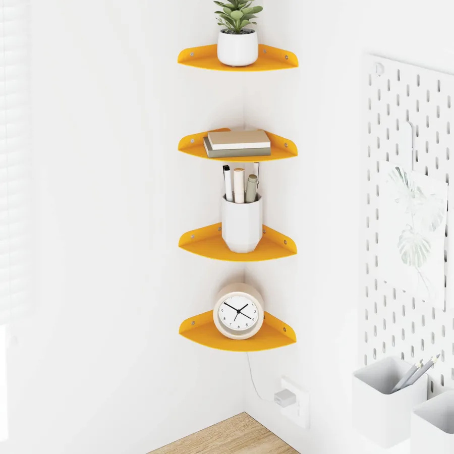 Étagère flottante 4 pcs Jaune moutarde 15 x 15 x 2 cm