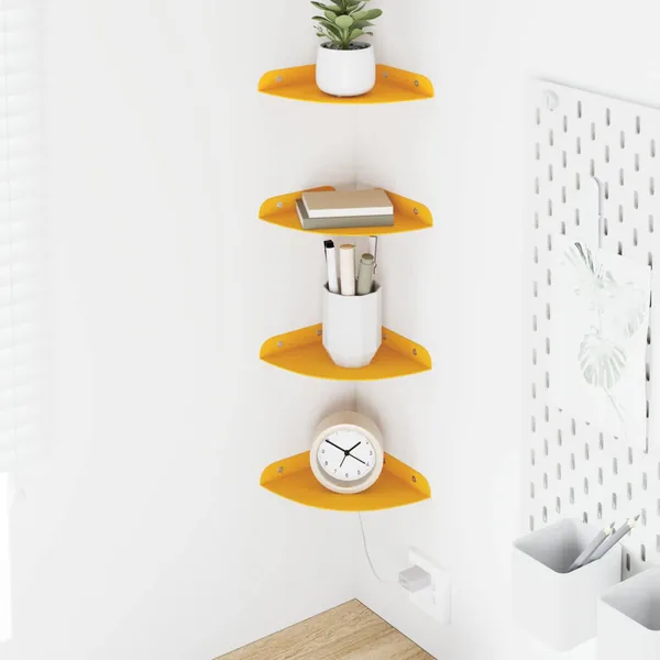 Étagère flottante 4 pcs Jaune moutarde 15 x 15 x 2 cm