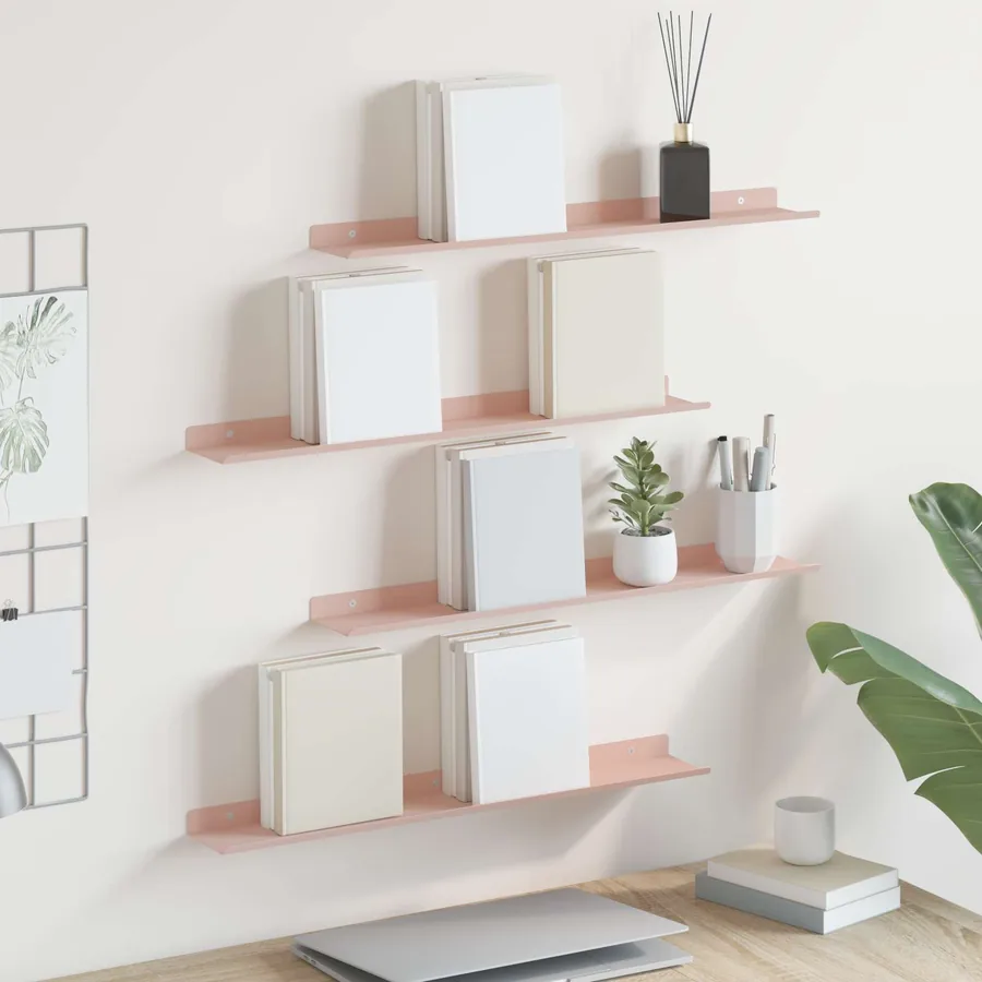 Étagère flottante 4 pcs Rose 60 x 8,5 x 2,5 cm Acier