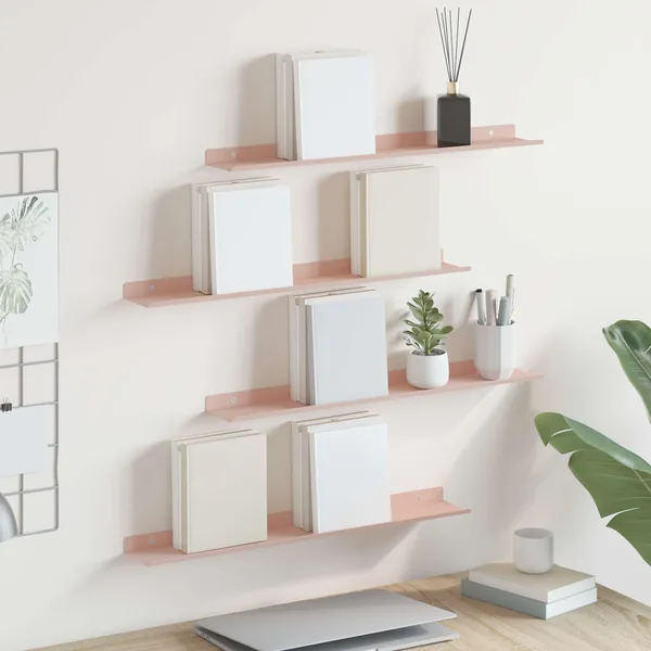 Étagère flottante 4 pcs Rose 60 x 8,5 x 2,5 cm Acier