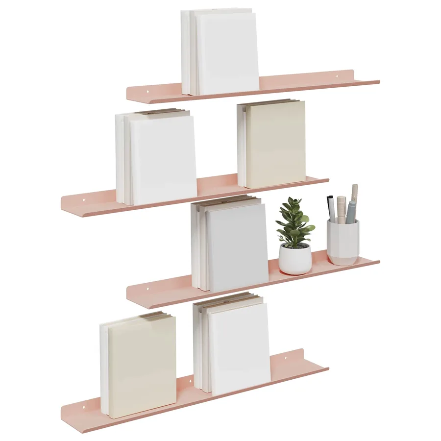 Étagère flottante 4 pcs Rose 60 x 8,5 x 2,5 cm Acier - 3