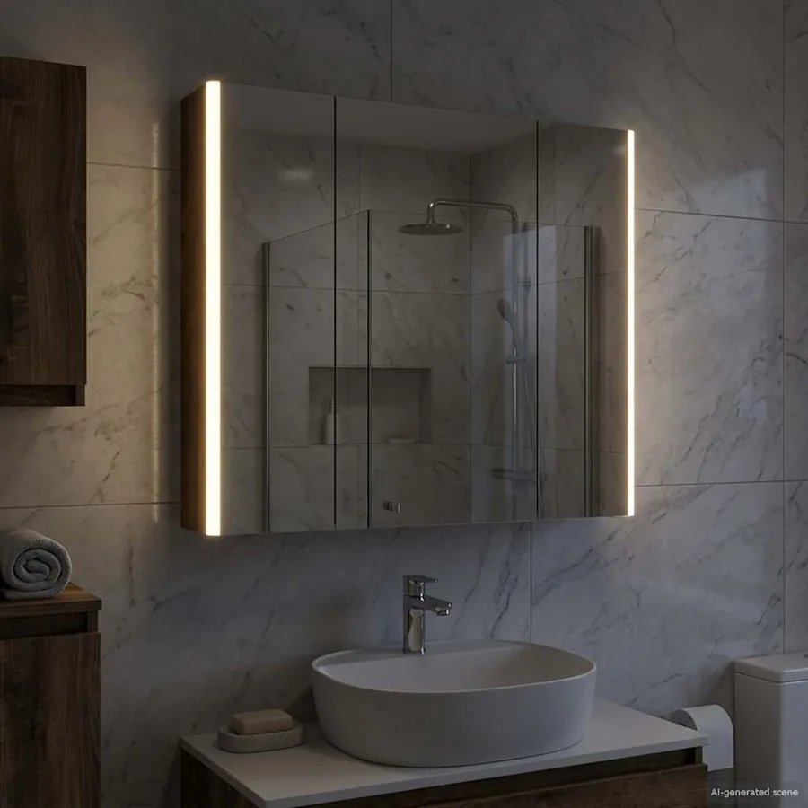 Armoire Miroir de Salle de Bain Chêne fumé 83,5 x 15,5 x 70 cm
