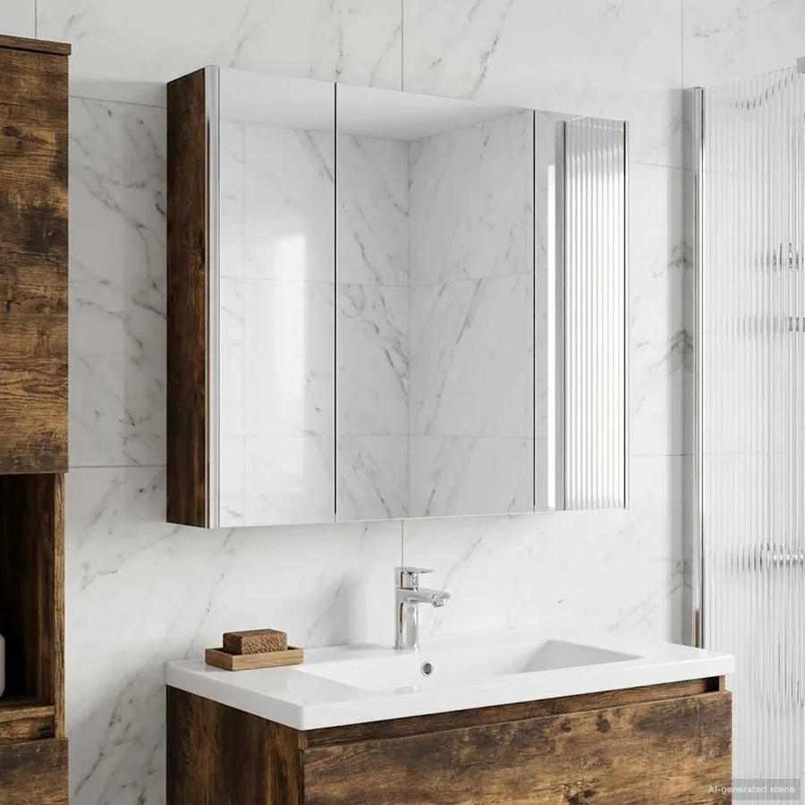 Armoire Miroir de Salle de Bain Chêne fumé 83,5 x 15,5 x 70 cm - 4