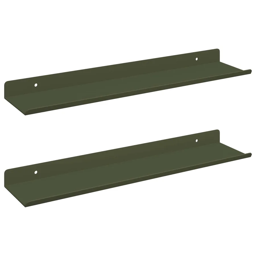 Étagère flottante 2 pcs Vert olive 40 x 8,5 x 2,5 cm Acier - 2