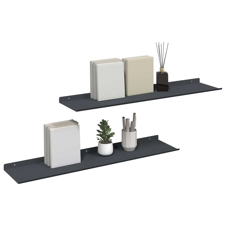 Étagère flottante 2 pcs Anthracite 80 x 18 x 2,5 cm Acier - 3
