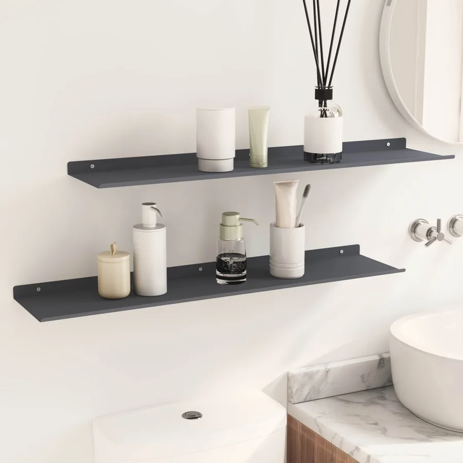 Étagère flottante 2 pcs Anthracite 80 x 18 x 2,5 cm Acier - 4