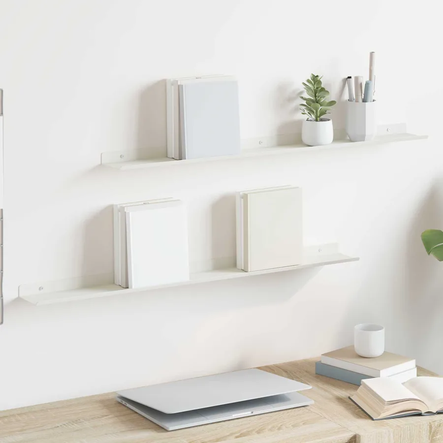 Étagère flottante 2 pcs Blanc 80 x 9 x 2,5 cm Acier