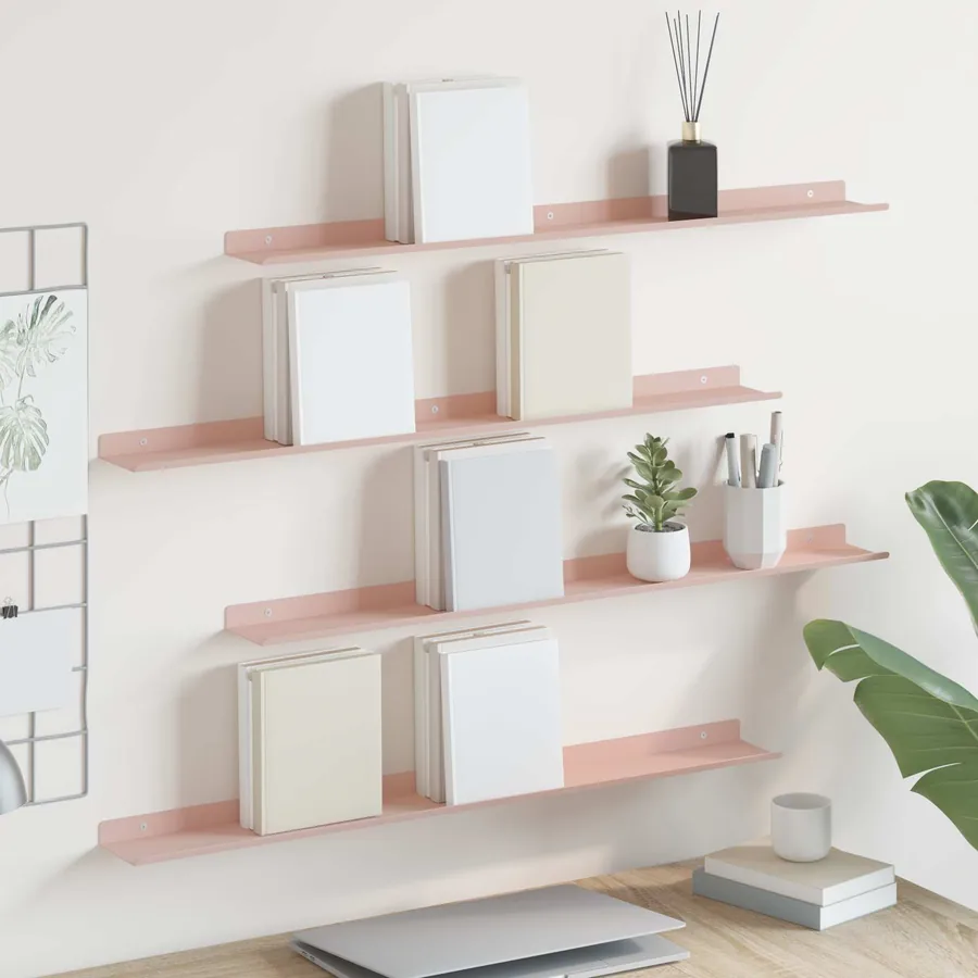 Étagère flottante 4 pcs Rose 80 x 9 x 2,5 cm Acier