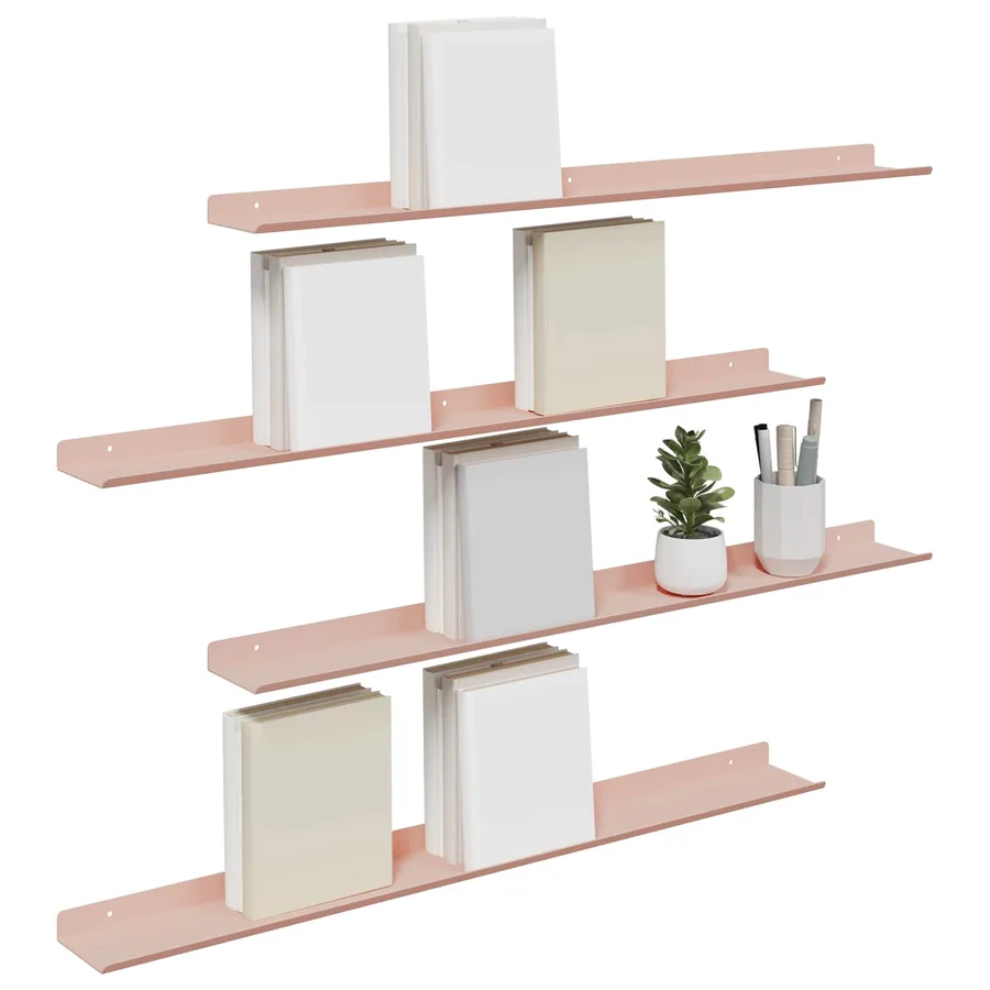 Étagère flottante 4 pcs Rose 80 x 9 x 2,5 cm Acier - 3