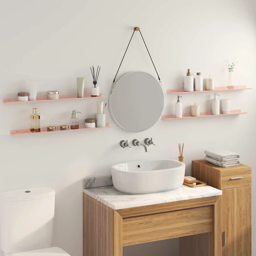 Étagère flottante 4 pcs Rose 80 x 9 x 2,5 cm Acier - 4