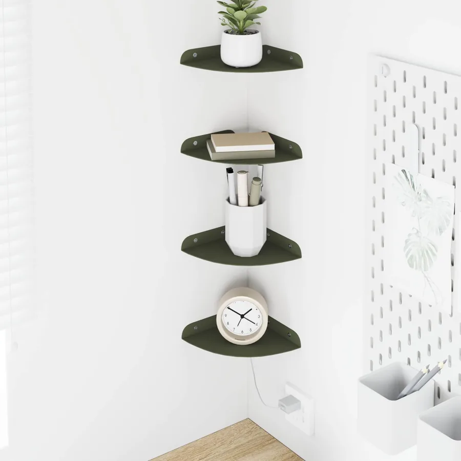 Étagère flottante avec étagère 4 pcs Vert olive 15 x 15 x 2 cm