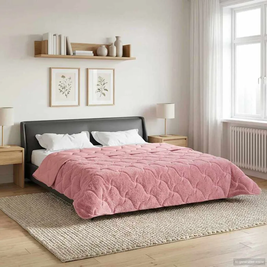 Duvet d'hiver Rose 240 x 260 cm Microfibre et polaire Teddy